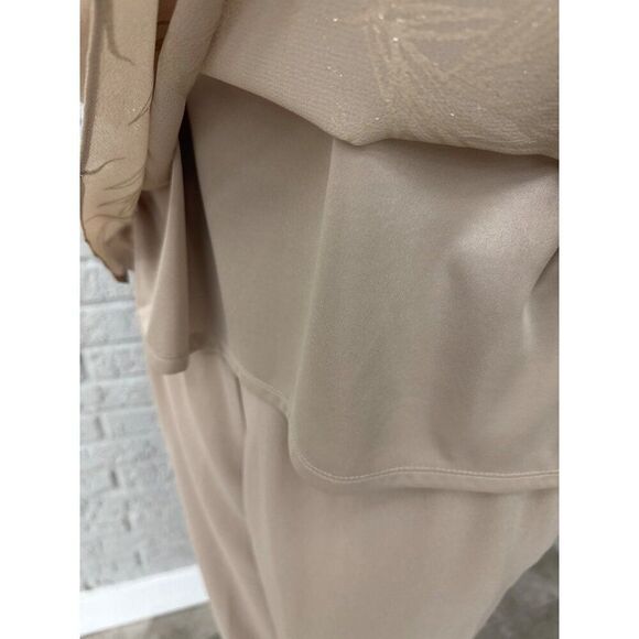 Dana Kay Women Beige Gold Mother of the Bride Formal 3 PCS Pant Suit Size 16W - Picture 12 of 15